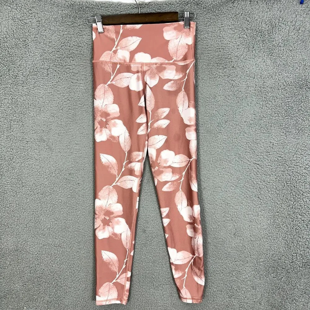Aerie pink floral leggings womens small chill‎ play move athleisure gym yoga